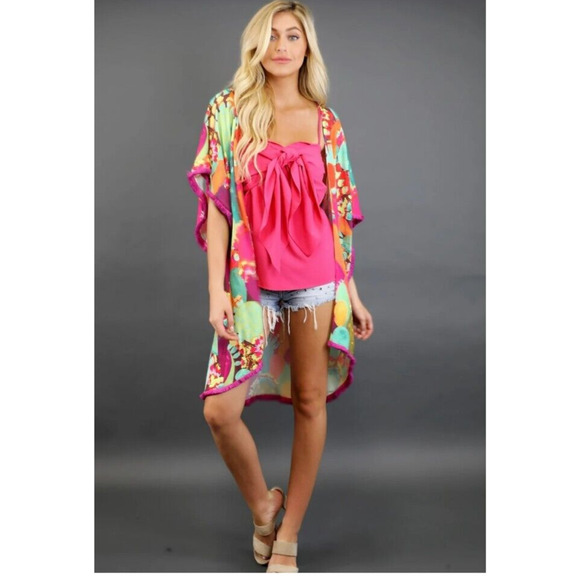 Judith March Open Kimono Size Large Southwestern Cactus Desert Colorful Topper - Picture 1 of 15